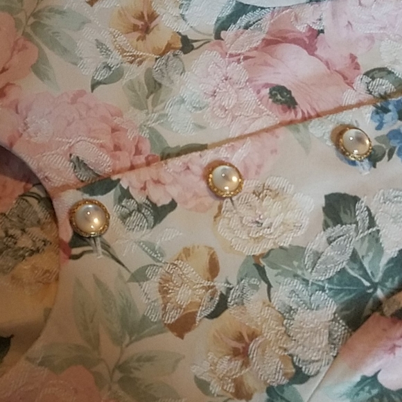 Vintage 80s 90s Floral Scalloped Blazer - Picture 7 of 11